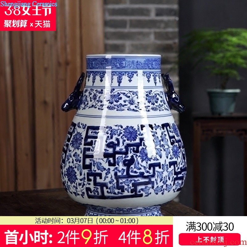 Jingdezhen ceramics vase furnishing articles hand-painted pastel live long and proper Chinese style household flower arrangement sitting room adornment