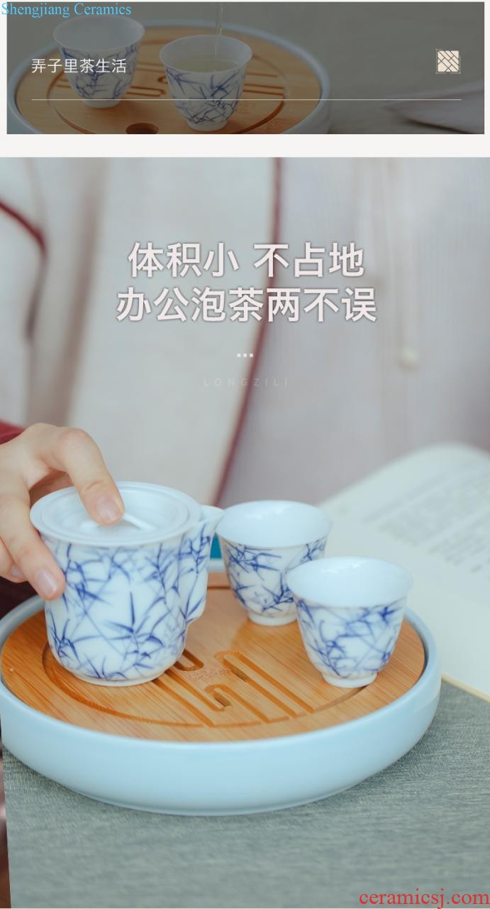 Jingdezhen ceramic kung fu tea set suit portable travel outside BaoHu contracted tea cup crack cup a pot of two cups