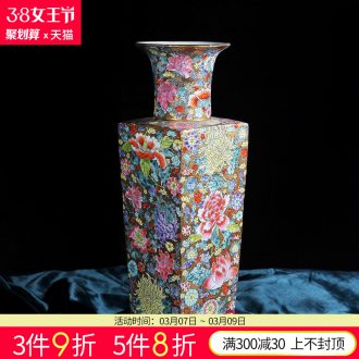 Jingdezhen ceramics Dong-ming li hand-painted pastel landscape vase New Chinese style household handicraft furnishing articles sitting room