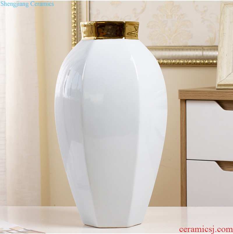 Jingdezhen ceramic blue vase Nordic furnishing articles European sitting room dry flower arranging flowers soft outfit decoration decoration TV ark