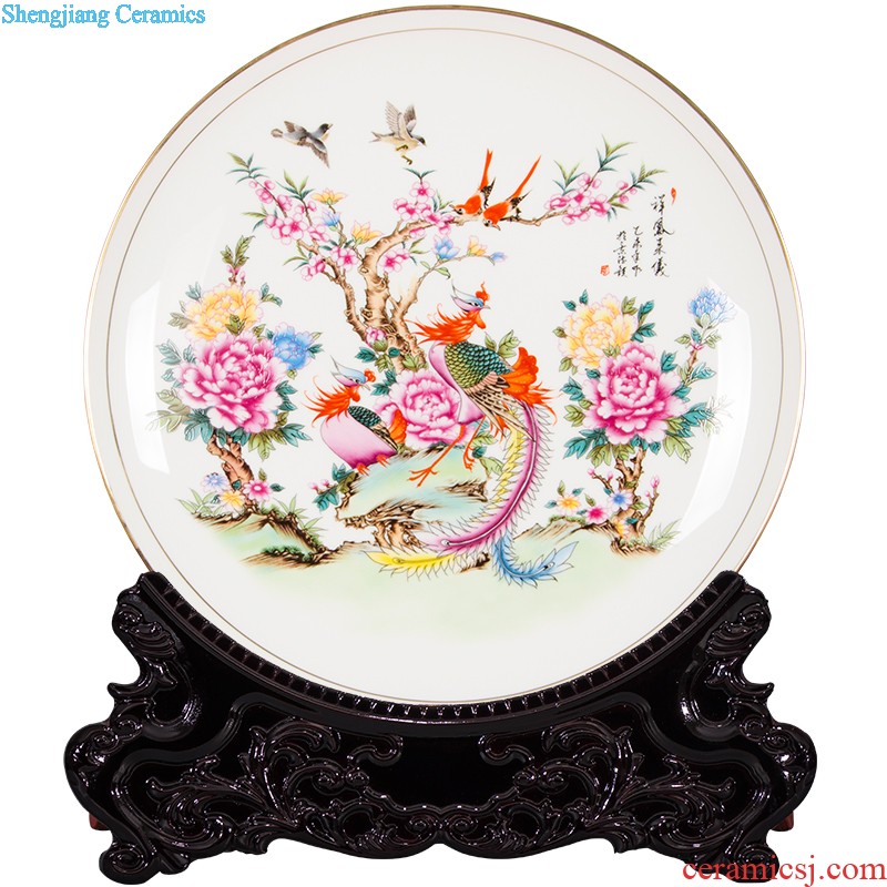 Z032 jingdezhen chinaware paint edge bone China hang dish decorative plate of the sitting room decorates place large parrot