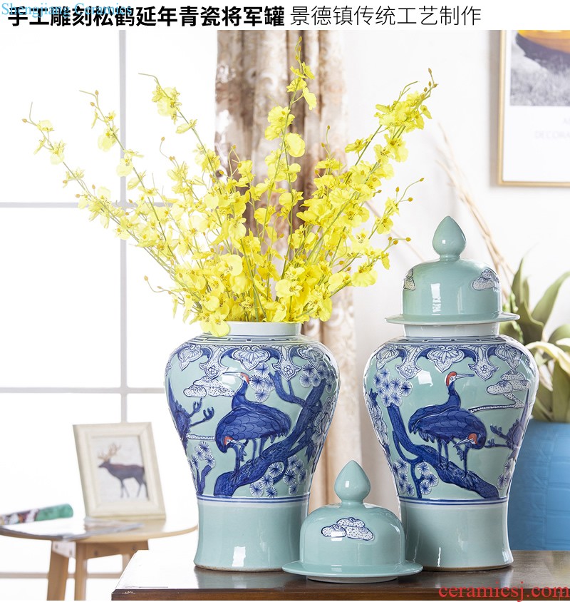 Jingdezhen ceramic hand-painted quiver vase Chinese painting and calligraphy cylinder scroll cylinder sitting room ground adornment is placed the study