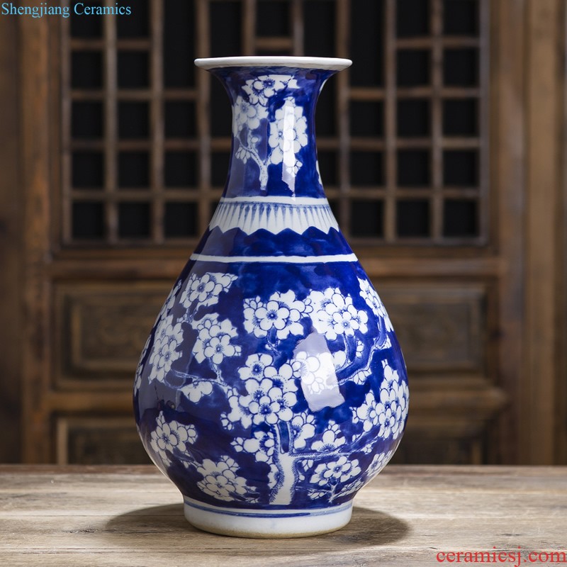 Jingdezhen ceramics Shadow blue glaze antique vase Chinese style restoring ancient ways is the sitting room porch decoration handicraft furnishing articles