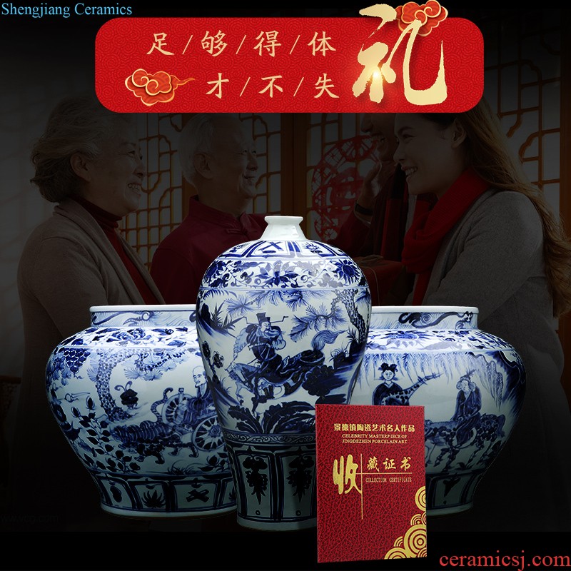 Jingdezhen ceramic vase furnishing articles by hand-painted sabingga sukdun dergici jimbi vases, flower arranging the modern Chinese style living room decorations