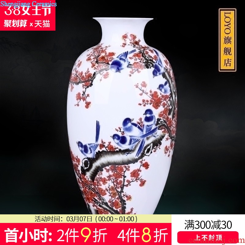 Jingdezhen blue and white color bucket vases, flower arranging device simulation ceramics dried flowers sitting room adornment new Chinese style household furnishing articles