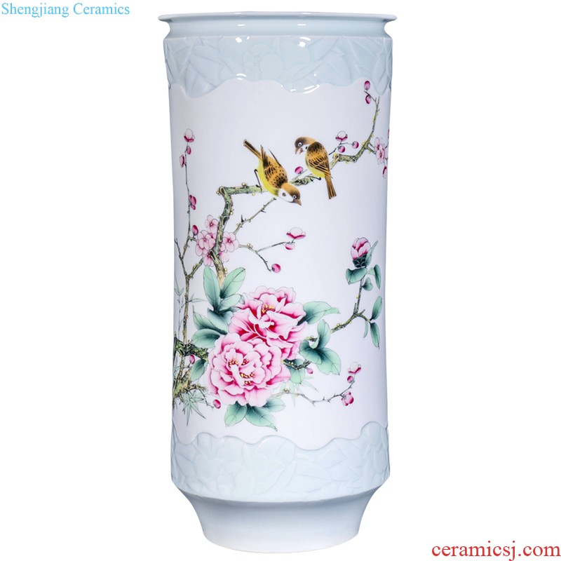 Jingdezhen ceramics hand-painted pastel scenery vases, flower arranging furnishing articles in the new home sitting room adornment collection