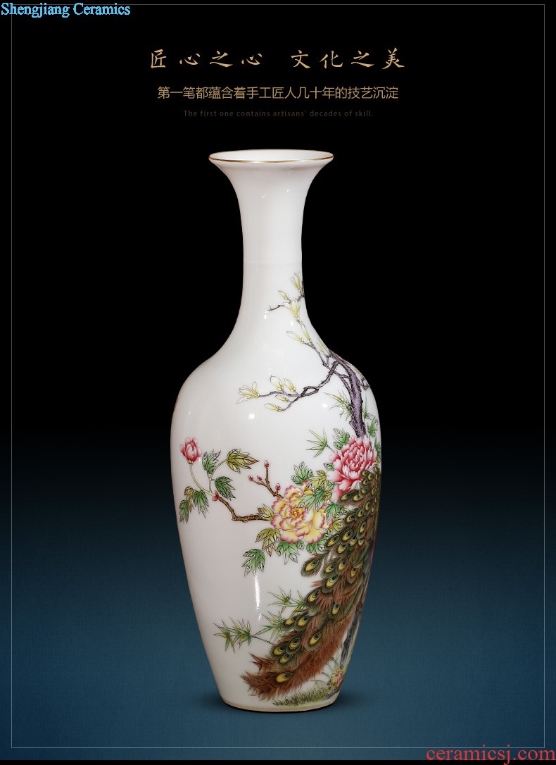 Jingdezhen ceramics vase household hand-painted yulan fragrance bottle yellow new Chinese style household adornment furnishing articles