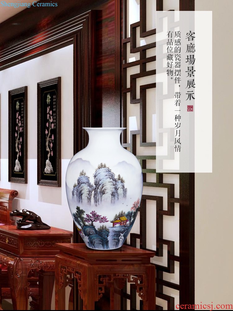 Jingdezhen ceramic master hand painted porcelain vase furnishing articles of new Chinese rich ancient frame sitting room decoration wedding decoration