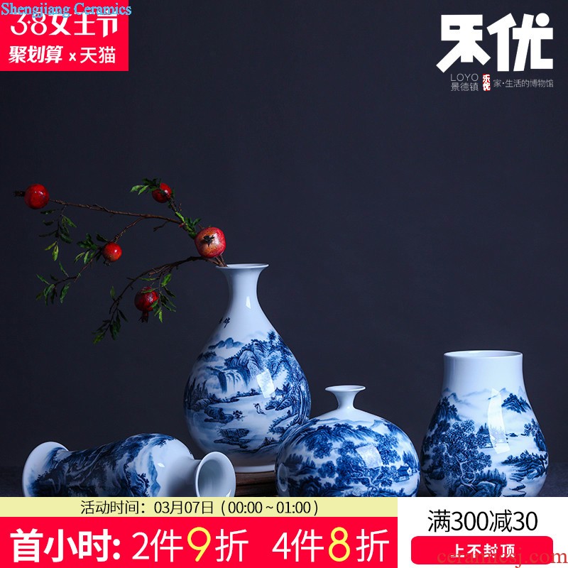 Jingdezhen ceramics Dong-ming li hand-painted pastel landscape vase New Chinese style household handicraft furnishing articles sitting room