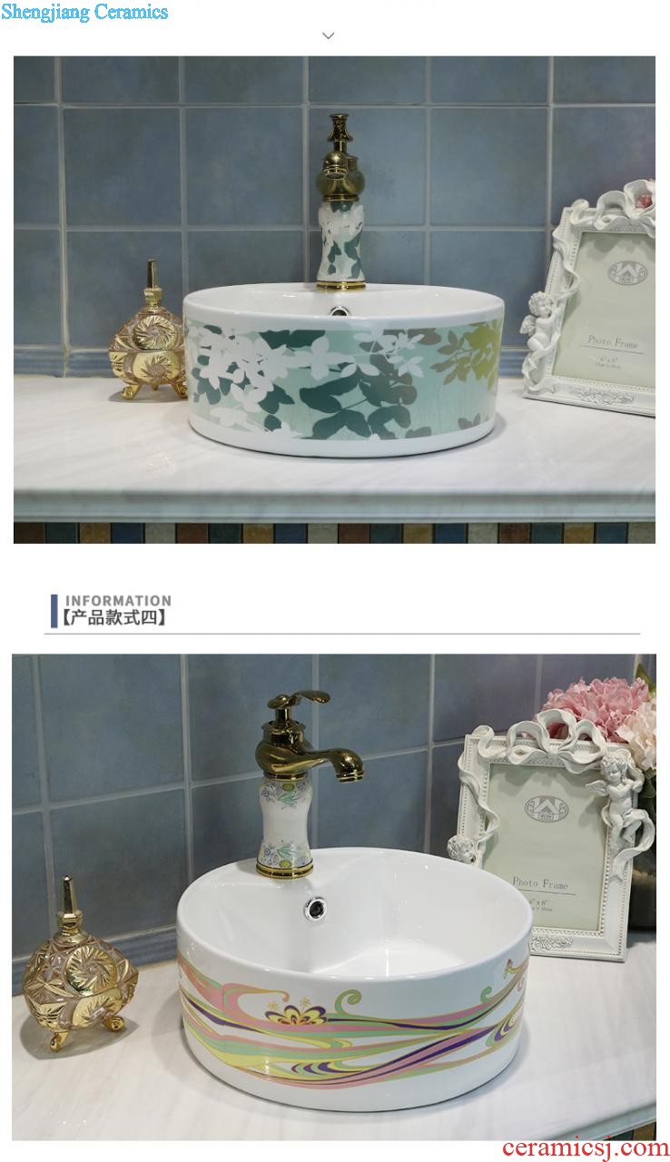 European rose stage basin rectangle ceramic household bowl lavatory basin sink art Mosaic gold sink