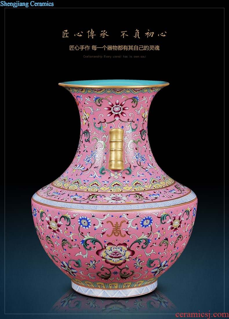 Jingdezhen ceramics powder enamel archaize tong qu wooden stick vases, flower arranging Chinese style classical home furnishing articles