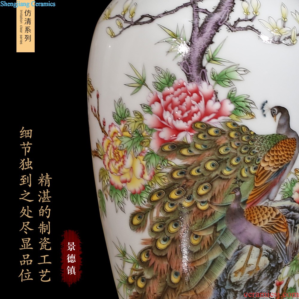 Jingdezhen ceramics vase household hand-painted yulan fragrance bottle yellow new Chinese style household adornment furnishing articles