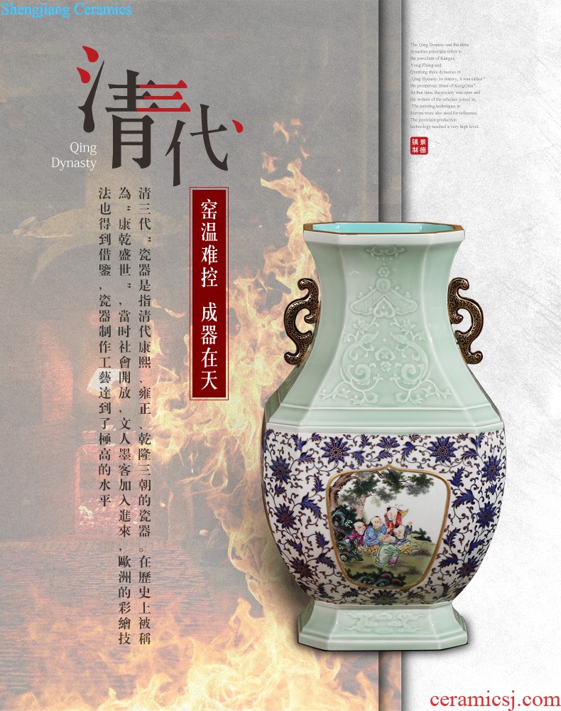 Jingdezhen ceramic imitation qing qianlong even ears around branches of blue and white porcelain vases, classical Chinese style home furnishing articles