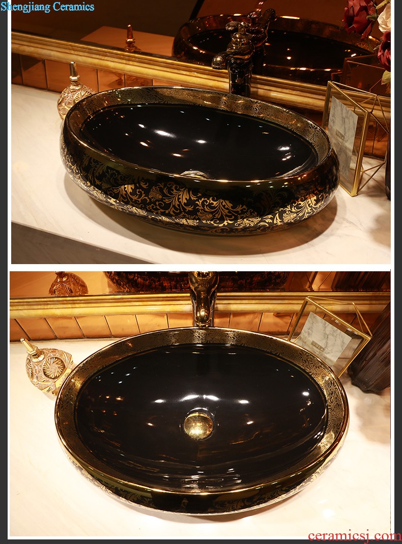 European style bathroom ceramic art basin washing a face blue square creative art stage basin sink new Chinese style