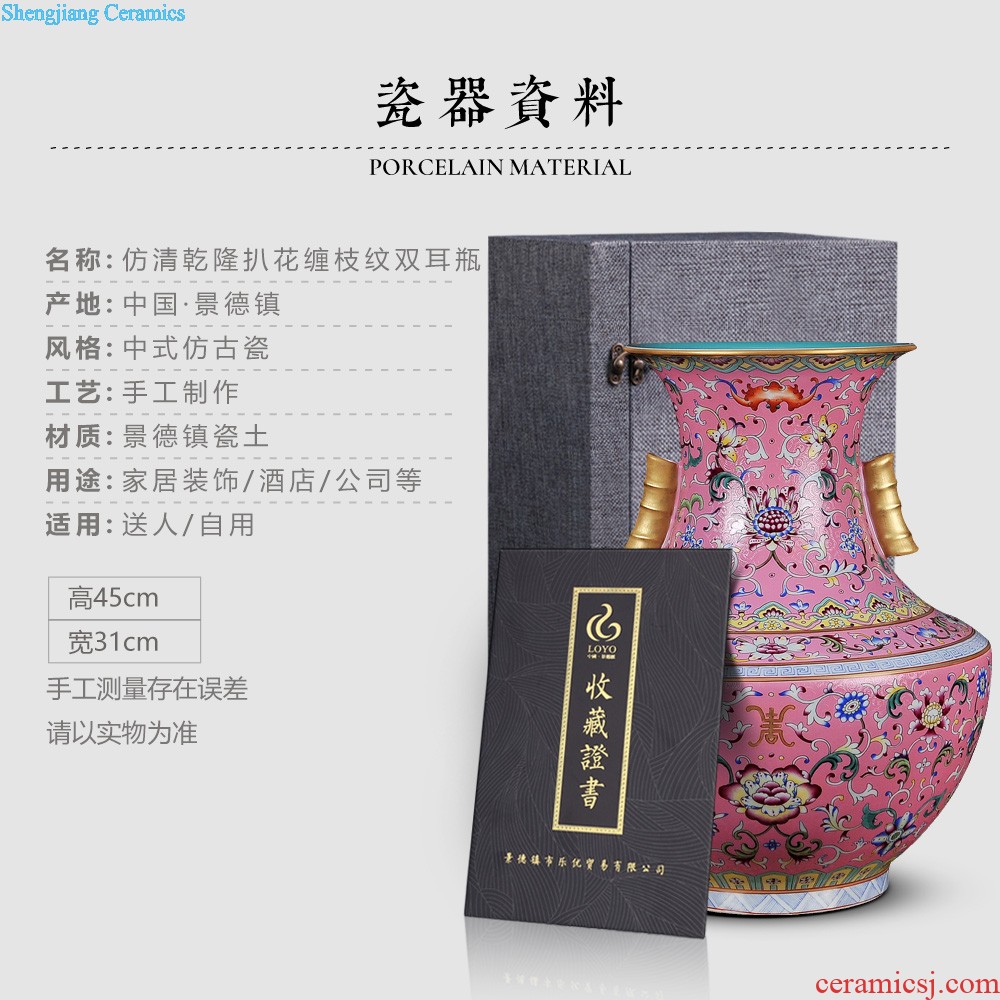 Jingdezhen ceramics powder enamel archaize tong qu wooden stick vases, flower arranging Chinese style classical home furnishing articles