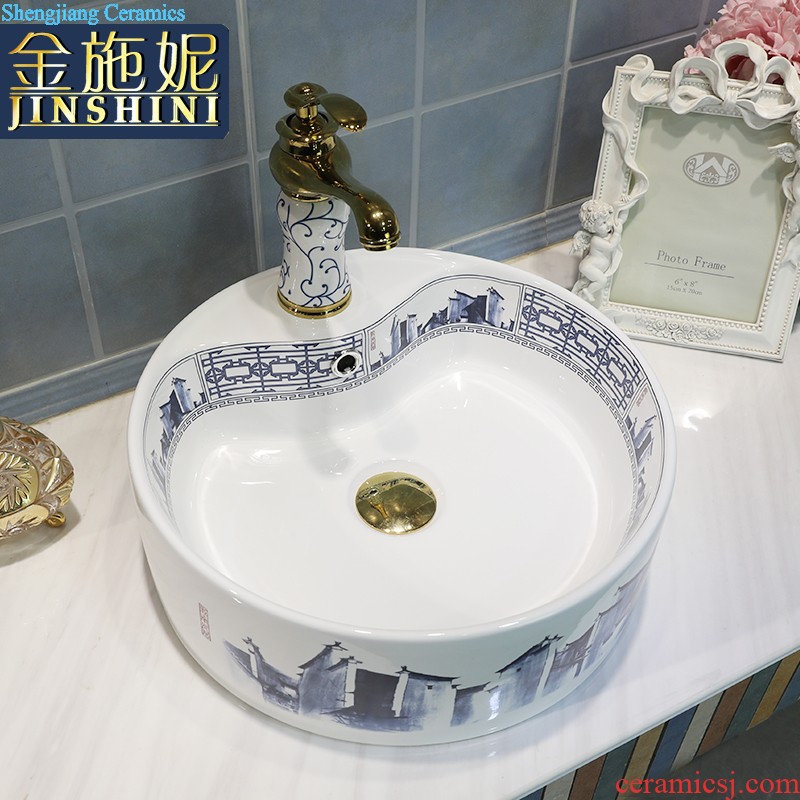 North European creative round the stage basin Lavabo of household toilet ceramic wash basin to art trumpet