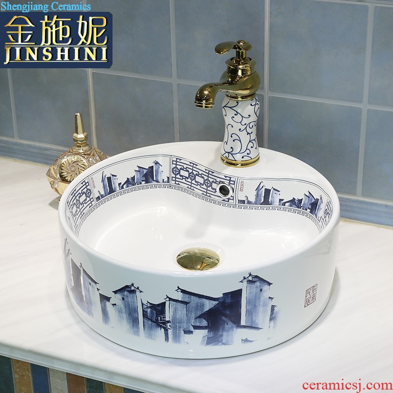 North European creative round the stage basin Lavabo of household toilet ceramic wash basin to art trumpet