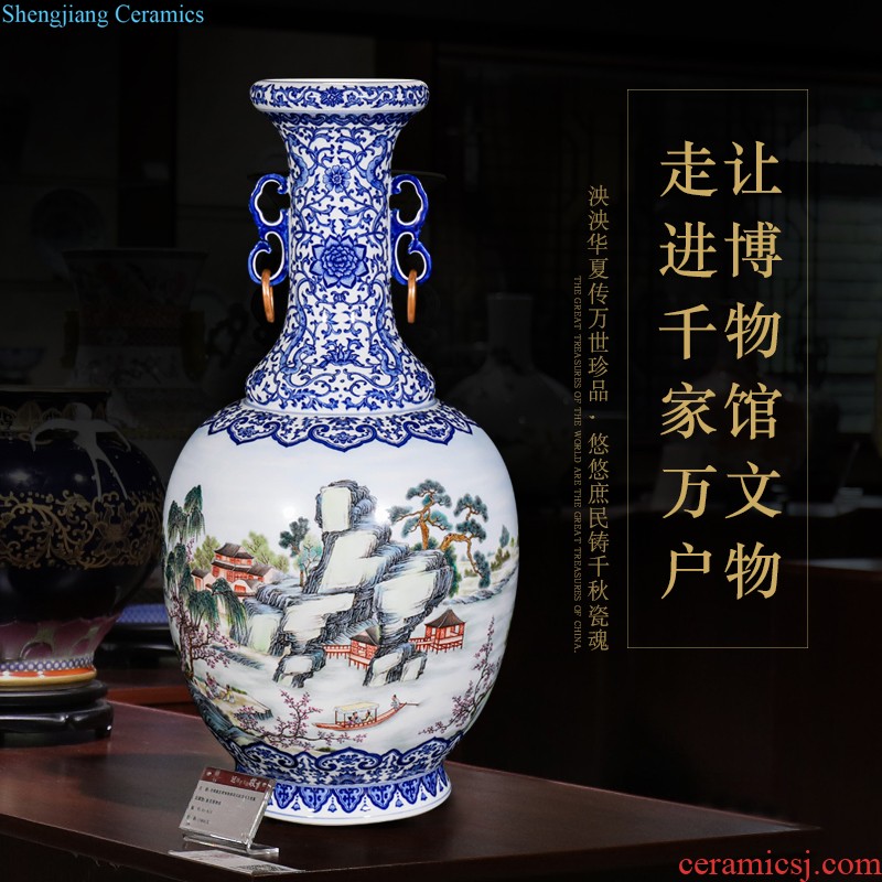 China jingdezhen ceramic art master Zhu Zhengrong hand-painted vases, new Chinese style home sitting room adornment is placed