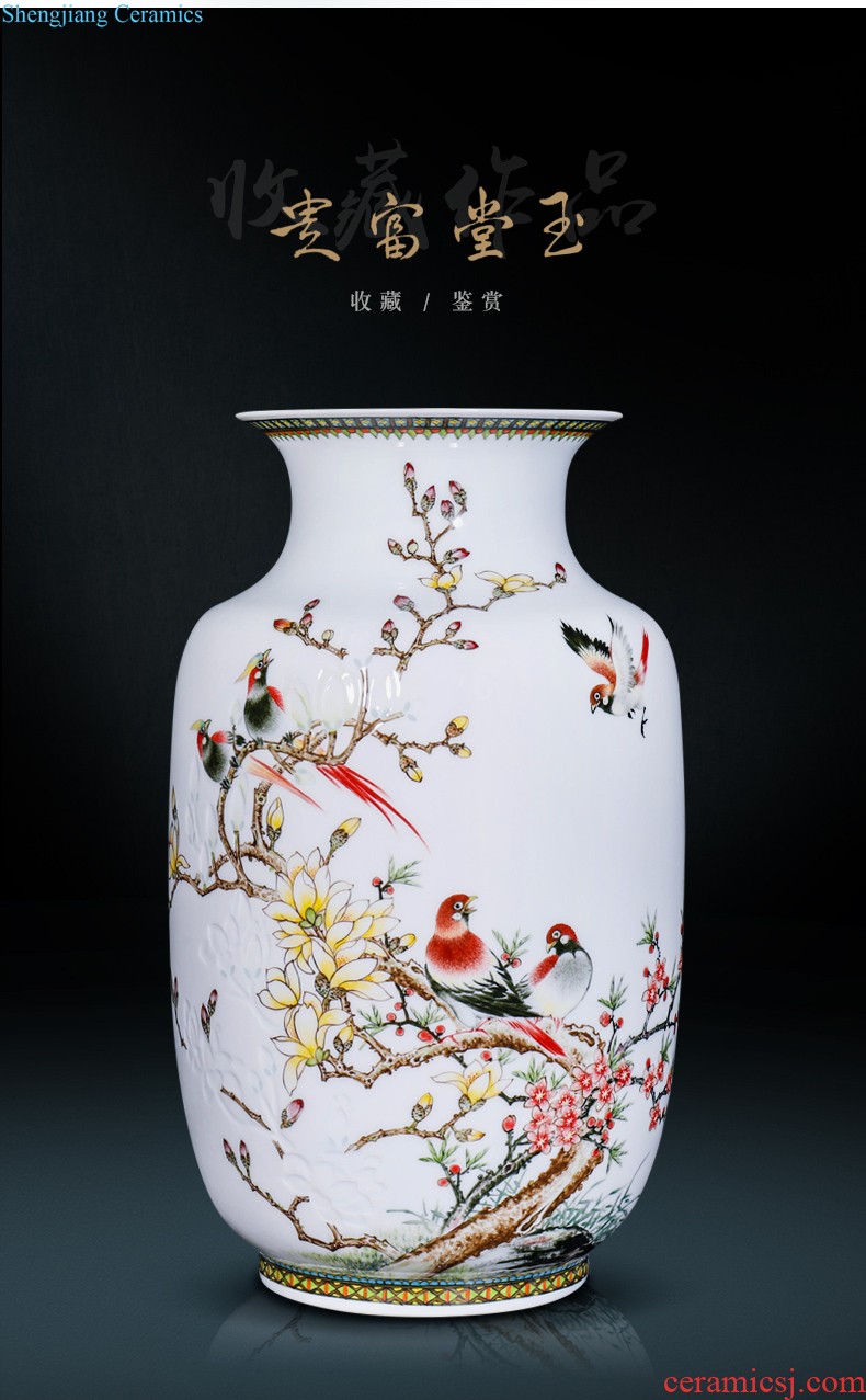 New Chinese style household boutique jingdezhen ceramics hand-painted jack snow vase rich ancient frame decorative furnishing articles