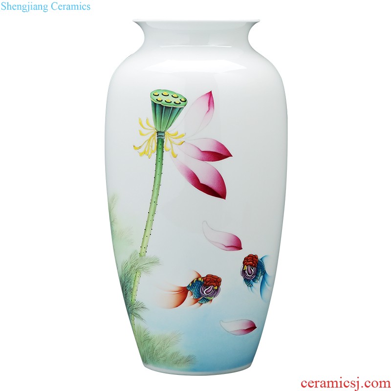 Jingdezhen ceramics vase furnishing articles hand-painted peony flowers prosperous Chinese style living room TV cabinet decoration decoration