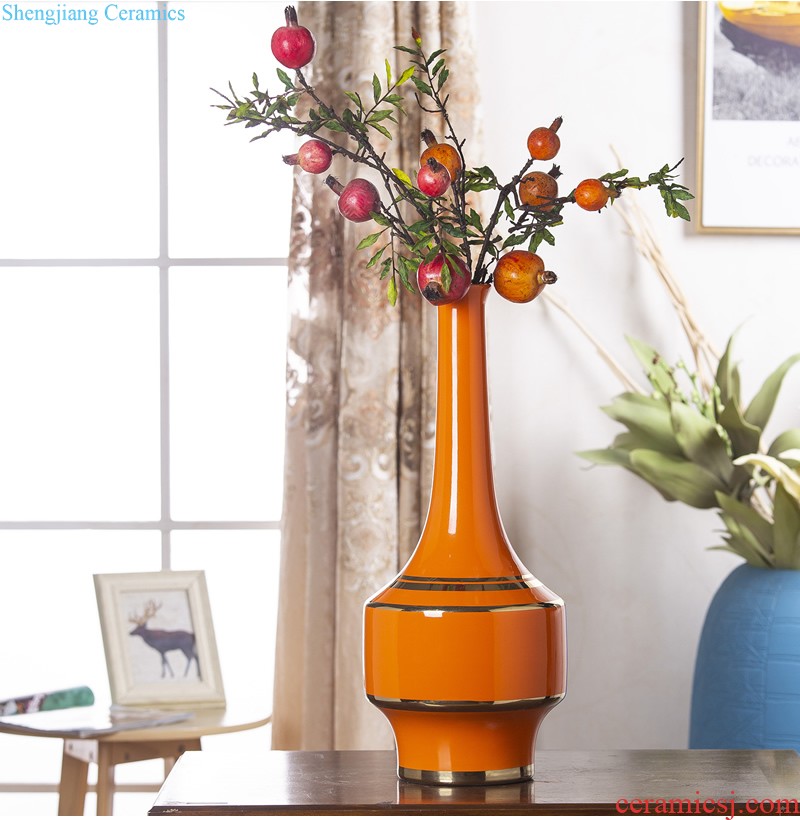 Jingdezhen ceramic orange ball vase furnishing articles Nordic hall table dry flower arranging flowers adornment flowers creative decorations