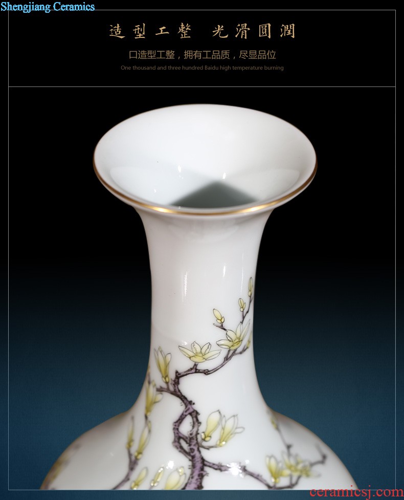 Jingdezhen ceramics vase household hand-painted yulan fragrance bottle yellow new Chinese style household adornment furnishing articles