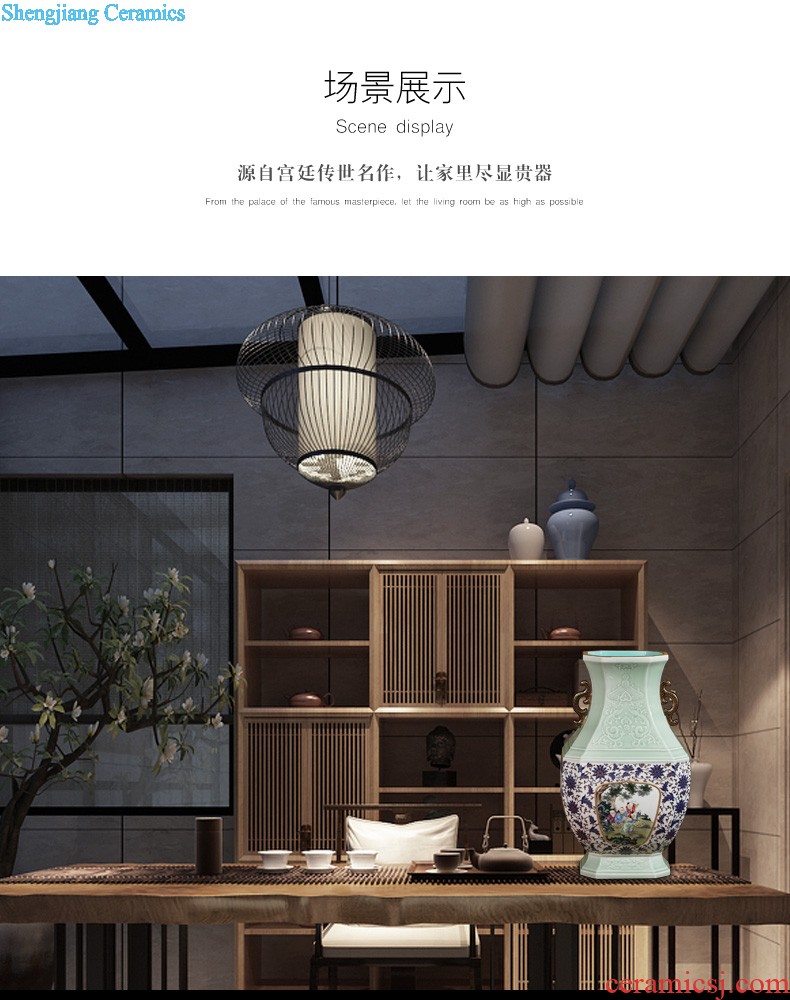 Jingdezhen ceramics furnishing articles imitation qing qianlong pastel landscape ears vases, sitting room of Chinese style household decorations