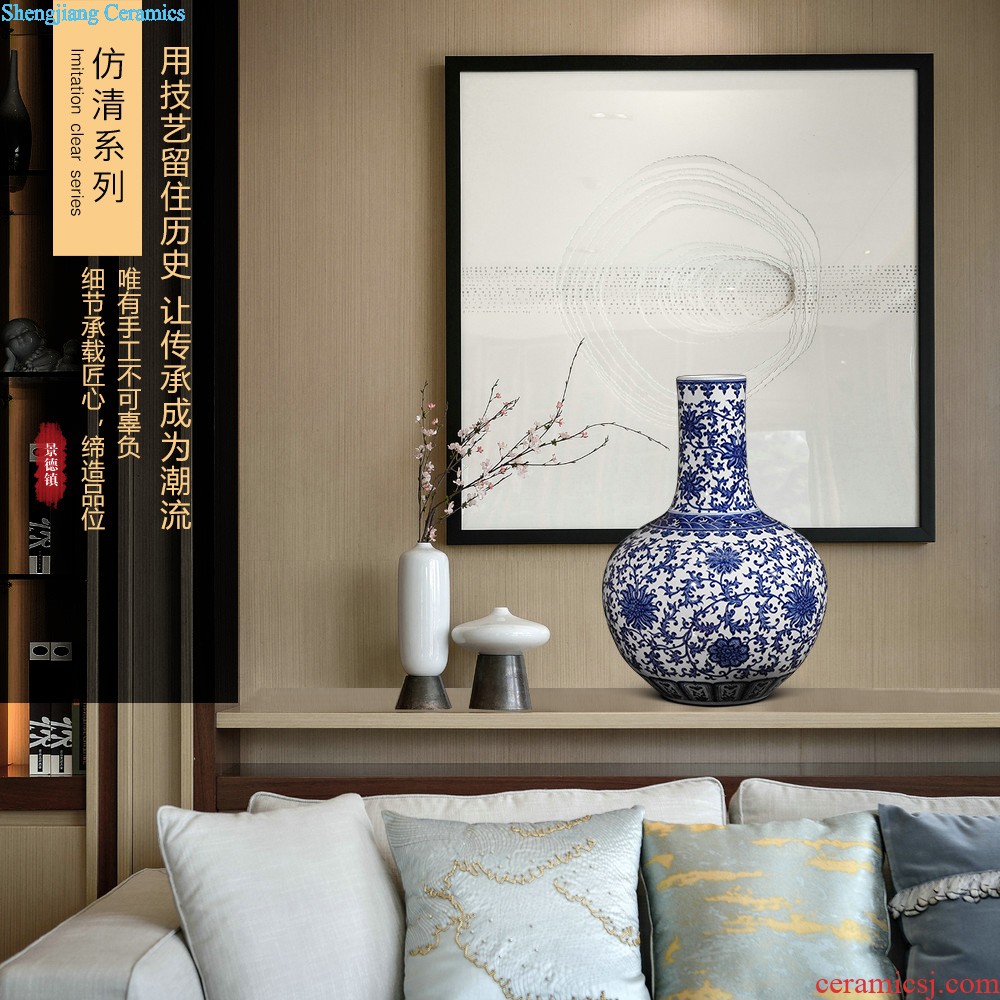 Jingdezhen ceramic vase three-piece hang dish sitting room sitting room adornment study modern new Chinese style household furnishing articles