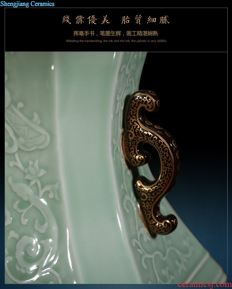 Jingdezhen ceramics furnishing articles imitation qing qianlong pastel landscape ears vases, sitting room of Chinese style household decorations