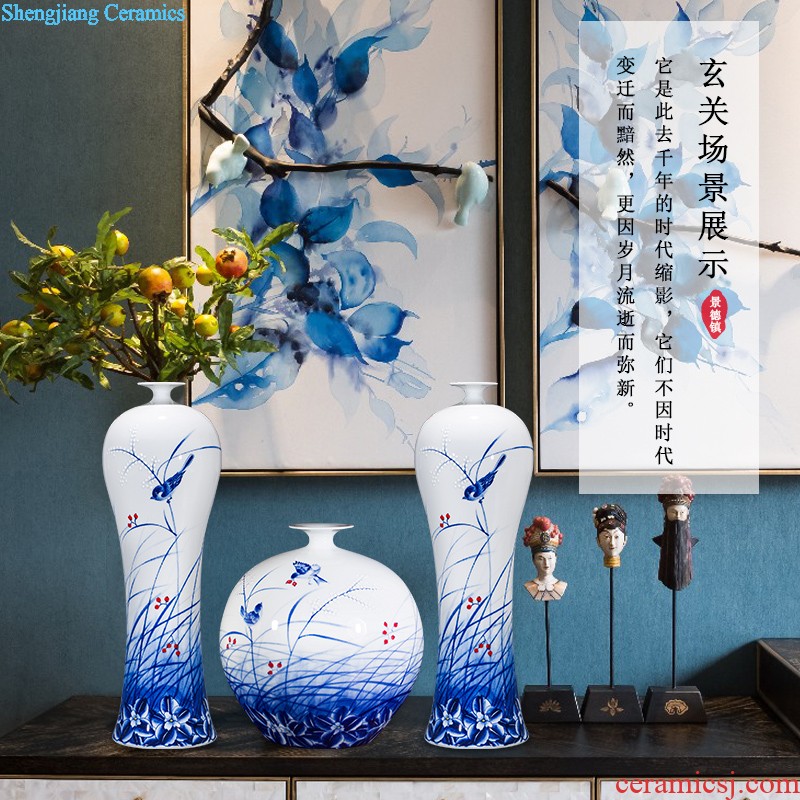 New Chinese style hand-painted vases furnishing articles color ink landscape after classical household three-piece adornment flower arranging jingdezhen ceramics