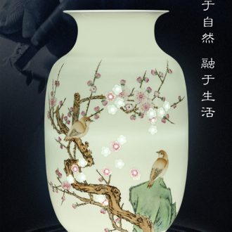 Jingdezhen ceramic hand-painted antique vase Mountain autumn farmers living room TV ark flower arranging mesa place ornament