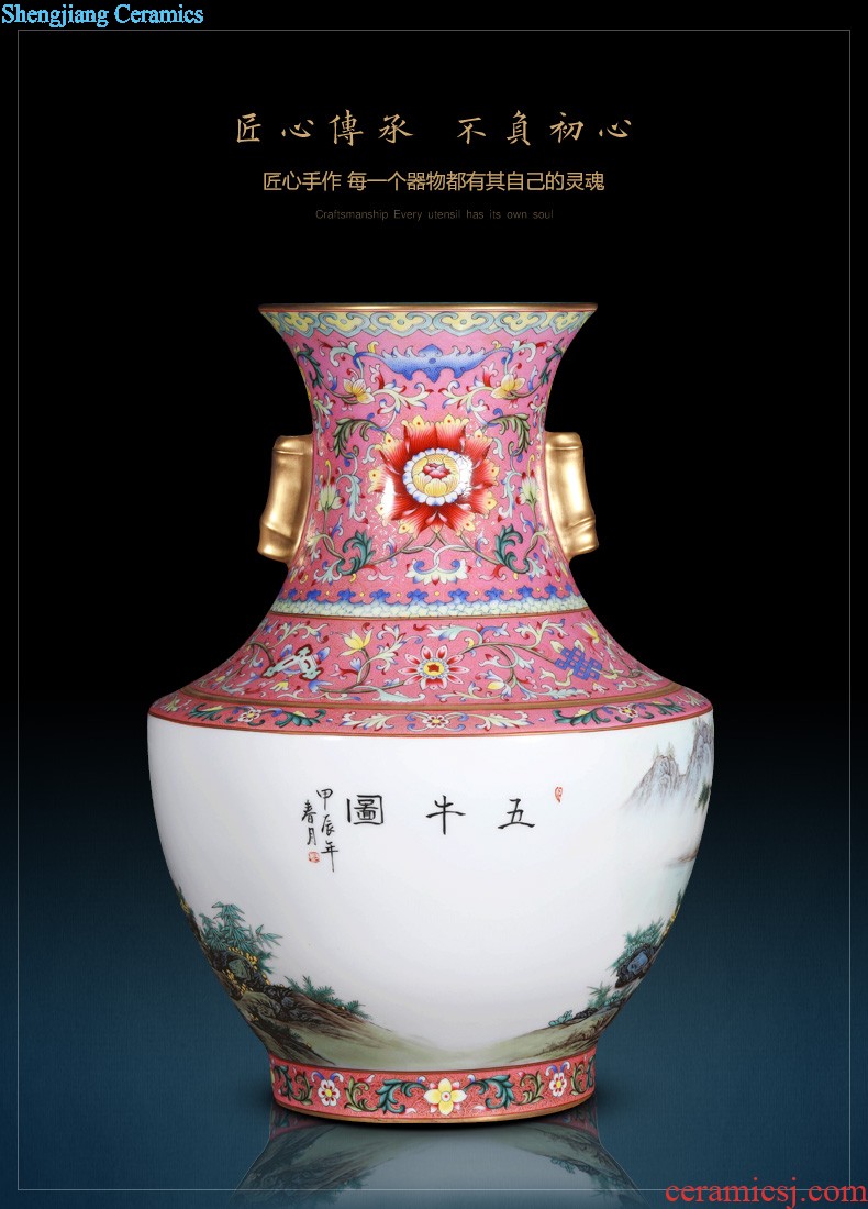 Jingdezhen ceramics vase furnishing articles imitation qing qianlong pea green glaze butterfly mei bottles of Chinese style household decorative arts and crafts