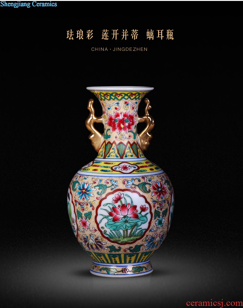 Jingdezhen ceramics hand-painted vases, flower arranging Chinese style household adornment rich ancient frame sitting room place a wedding gift