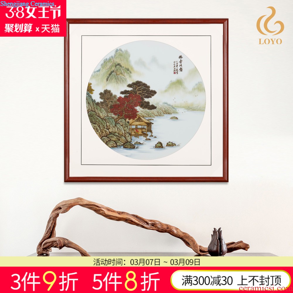 Jingdezhen ceramics porcelain plate painting landscape decoration of Chinese style household sofa setting wall mural that hang a picture