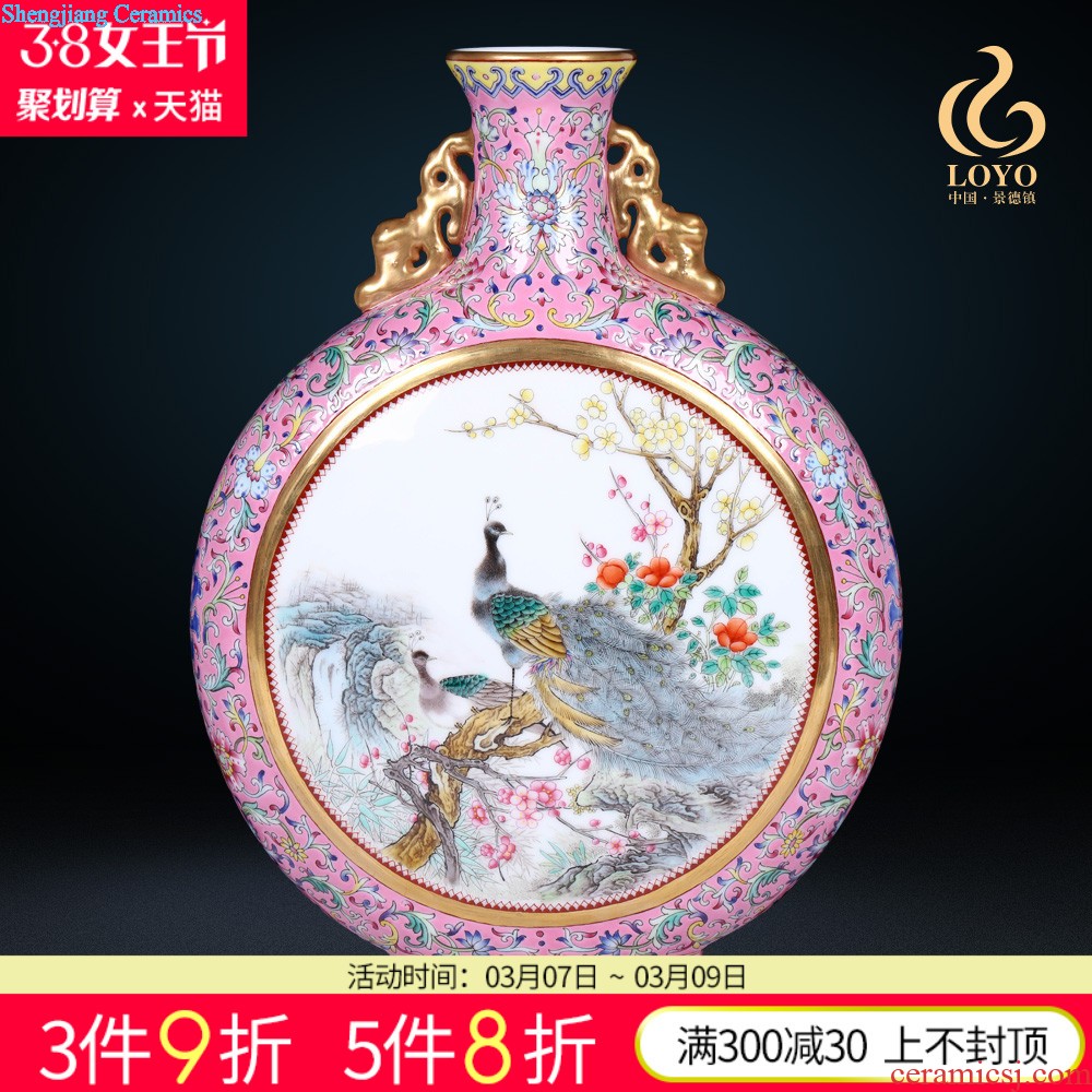 Jingdezhen ceramics vase furnishing articles qing yongzheng maintain five blessings lantern bottle arranging flowers sitting room adornment