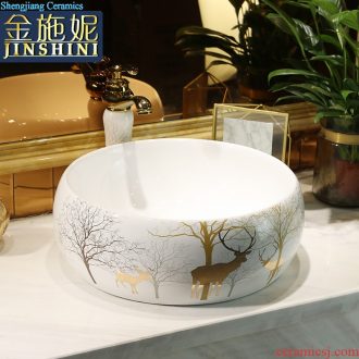 Wash basin ceramic toilet lavatory art stage fangyuan diamonds lavabo mesa household butterfly