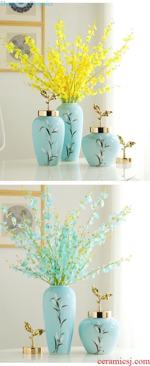 Jingdezhen ceramics vase hand-painted large wax gourd bottle furnishing articles new Chinese style household living room TV cabinet decoration