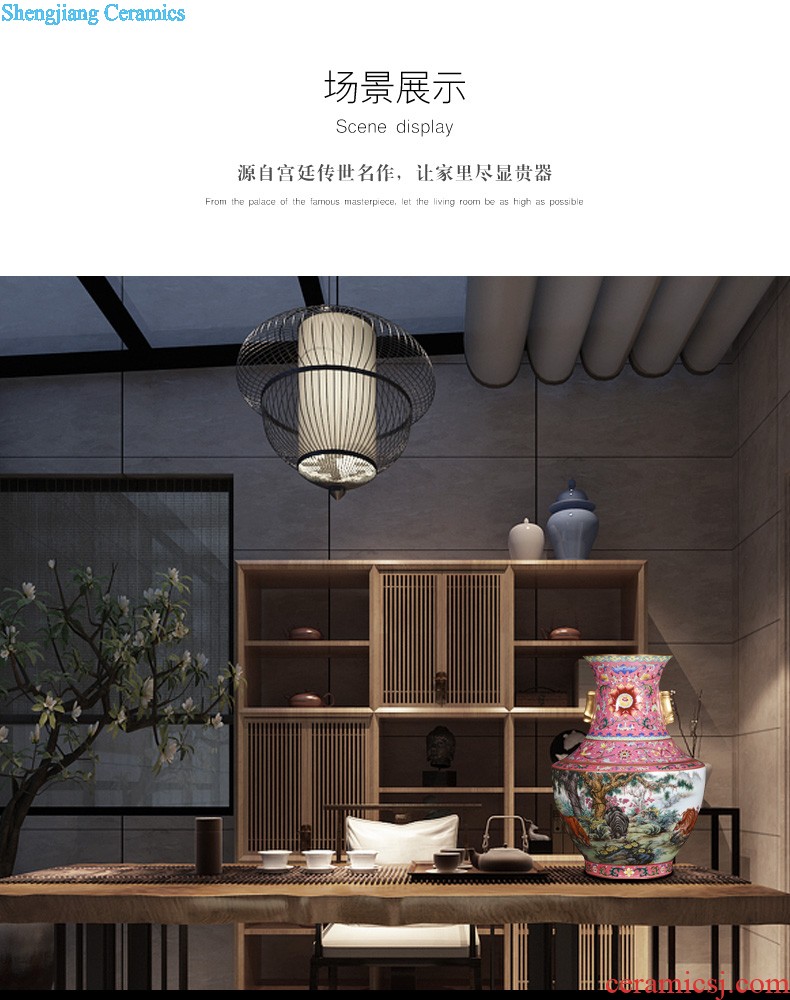 Jingdezhen ceramics vase furnishing articles imitation qing qianlong pea green glaze butterfly mei bottles of Chinese style household decorative arts and crafts