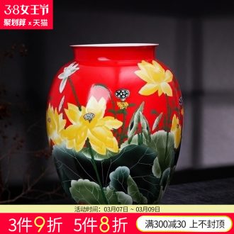 Jingdezhen ceramic vases, furnishing articles Hand painted lotus flower implement new Chinese style household sitting room porch decoration