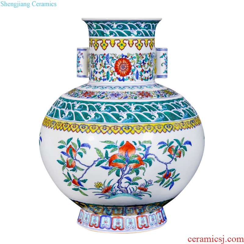 High-quality goods of jingdezhen ceramics hui-ming wu master hand draw characters of new Chinese style household decoration vase furnishing articles