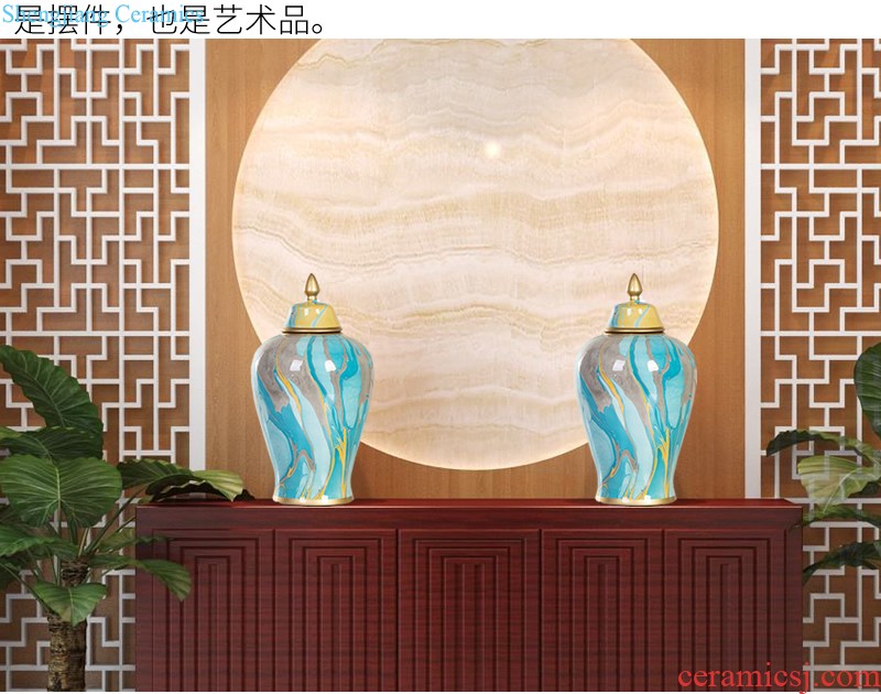 Jingdezhen new Chinese style living room TV cabinet modern furnishing articles red kiln vase flower arrangement home decoration decoration