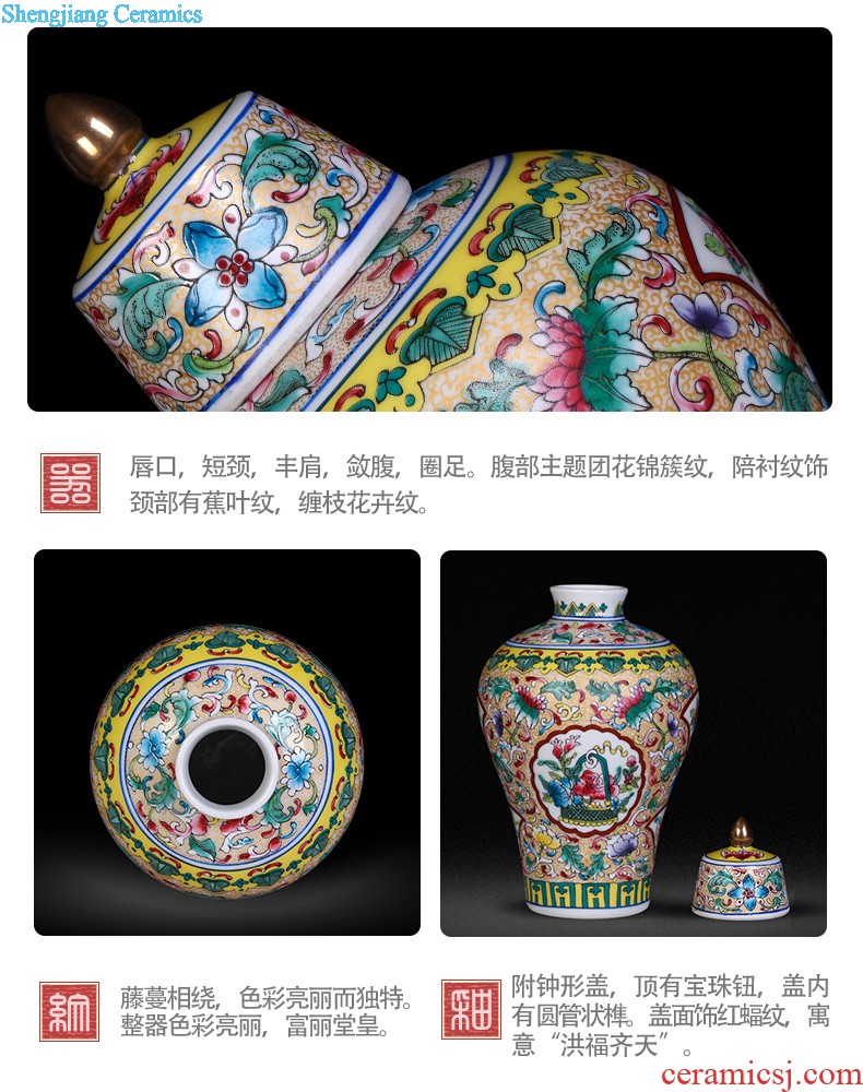 Jingdezhen ceramics hand-painted vases, flower arranging Chinese style household adornment rich ancient frame sitting room place a wedding gift