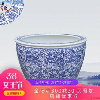 120 home furnishing articles Jingdezhen ceramic aquarium Goldfish pond lily bowl lotus cylinder aquarium Jiangnan xiuse