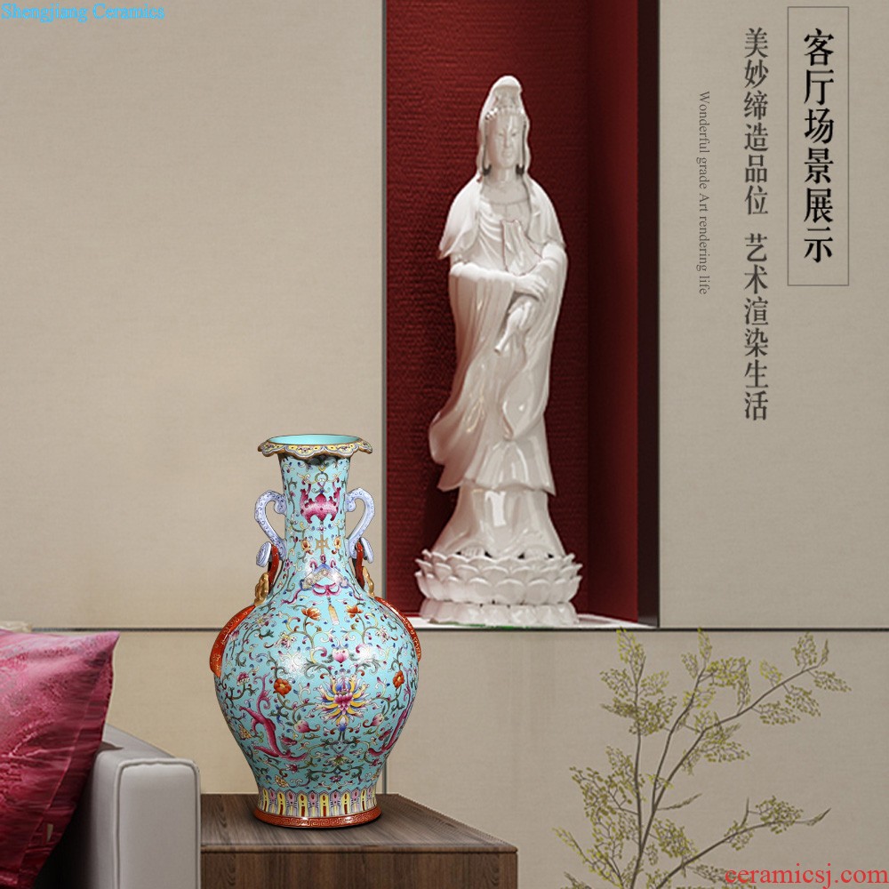 Jingdezhen ceramic vase imitation qing qianlong pastel steak flower tree sitting room adornment collection of new Chinese style furnishing articles