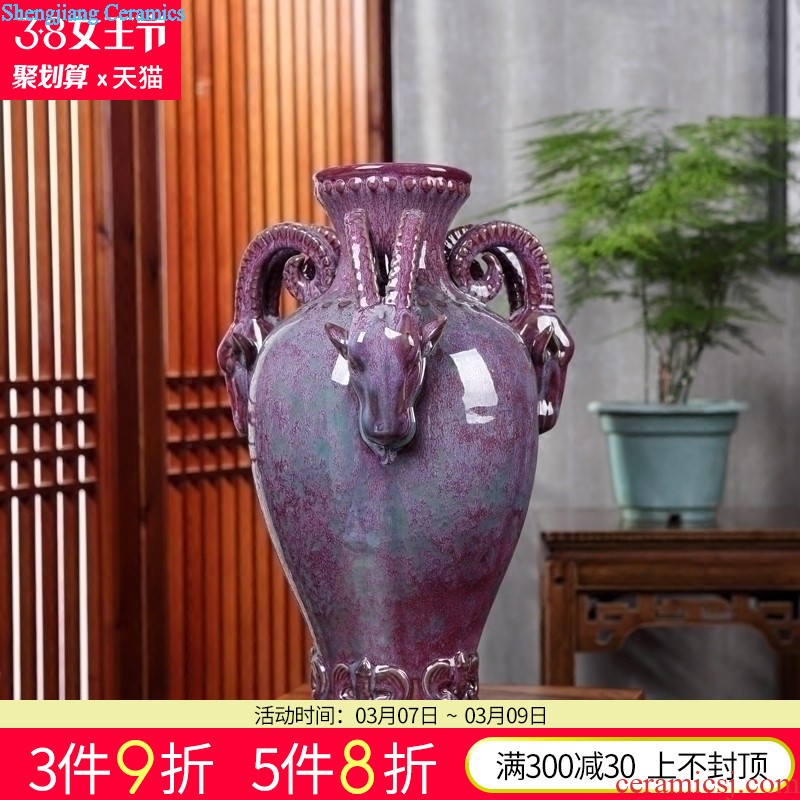 Jingdezhen ceramic floor large vase New Chinese style blue and white porcelain dragon bottle of home sitting room adornment is placed