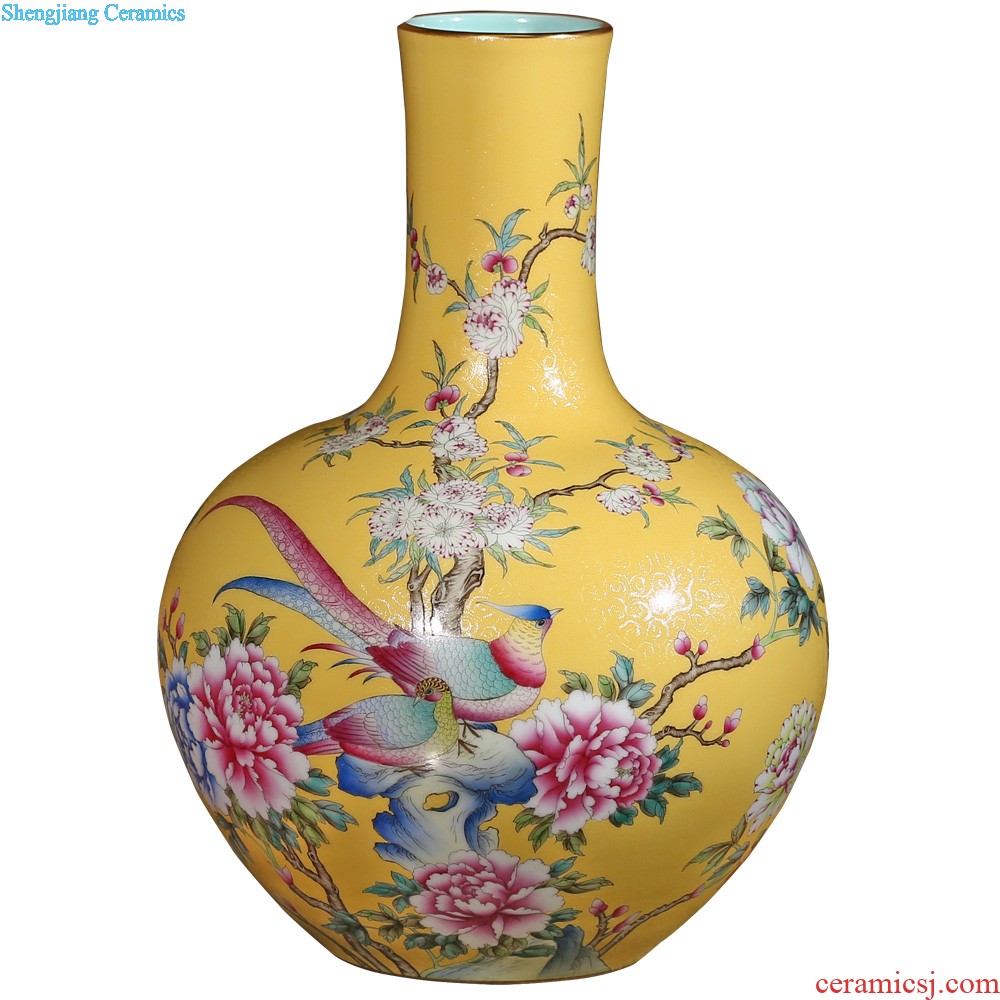 Jingdezhen ceramics imitation qing qianlong pastel willow vases, new Chinese style living room decorations furnishing articles of handicraft