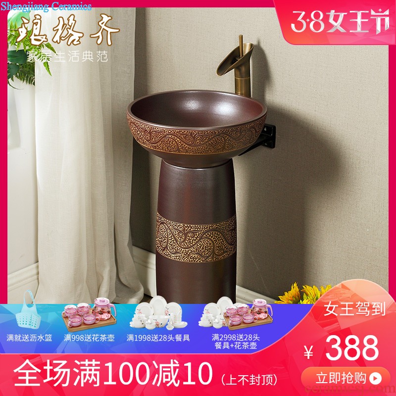 Post, qi jingdezhen hand-painted pillar basin ceramic art basin sink basin that wash a face Lotus pond fun