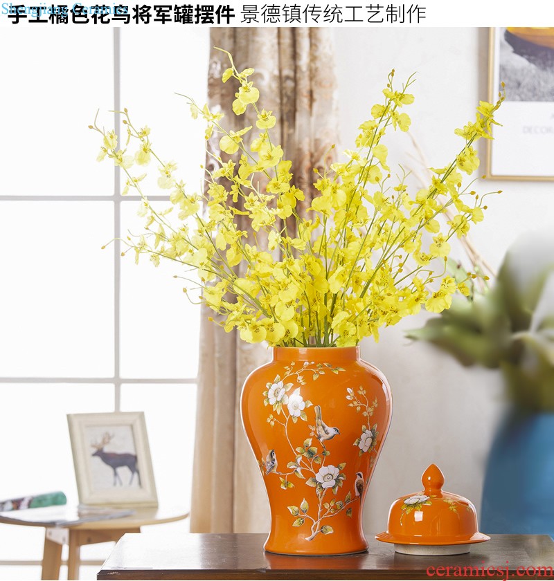 Jingdezhen ceramics hand-painted modern new Chinese vase flower arrangement sitting room home furnishing articles on your table