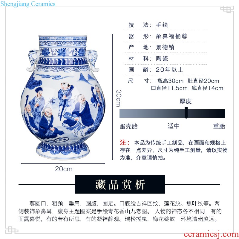 Jingdezhen ceramics antique flower arrangement of blue and white porcelain vase new Chinese style household living room TV cabinet collection furnishing articles