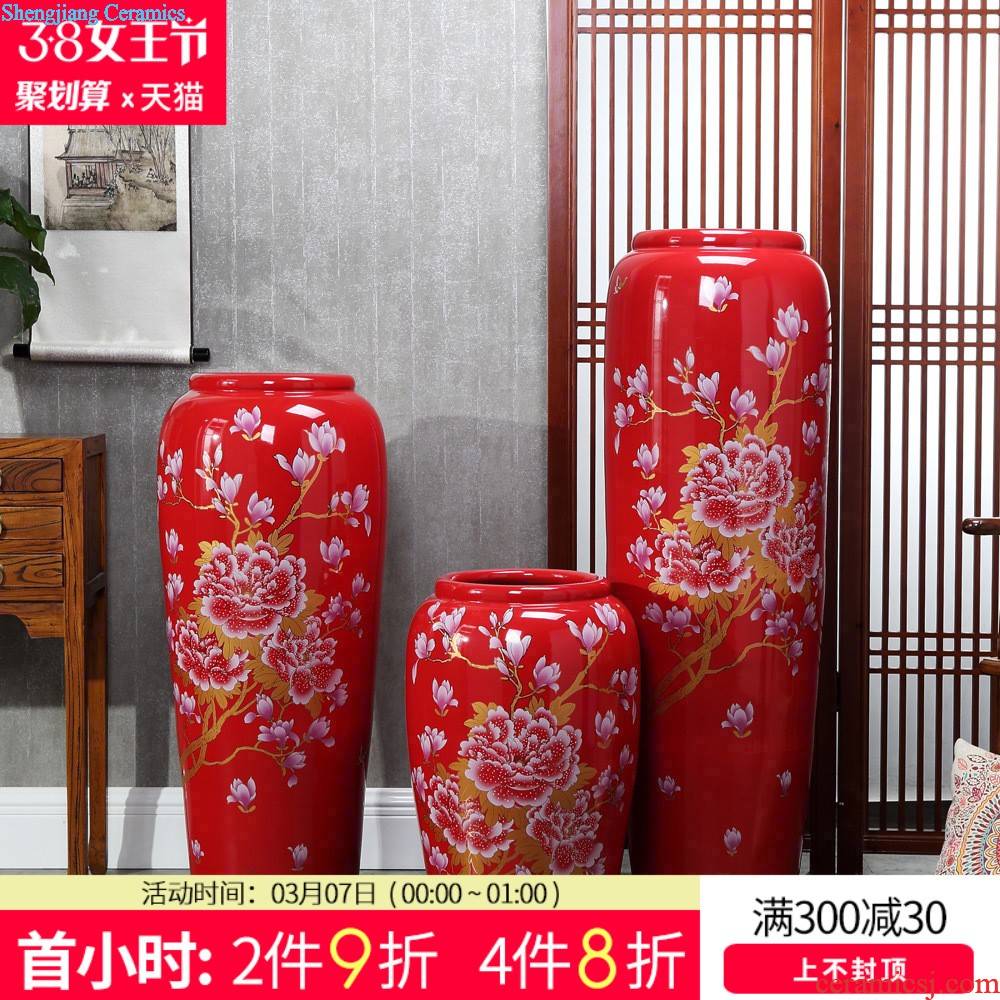 Jingdezhen ceramics hand-painted pastel landscape vases, flower arranging shan thorn Chinese style household TV ark furnishing articles